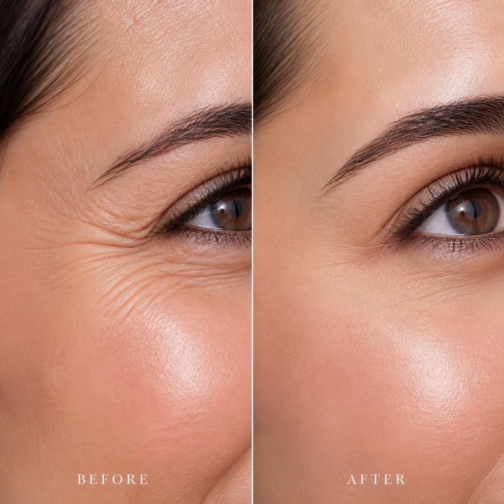 Before and after Botox crow's feet — refreshed eye area